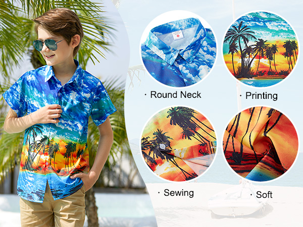 Boys Coconut Tree Button Down Shirts 