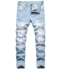 jeans for boys husky slim fit young holes teenager outfit long dark wash designer cool Anbreuinron