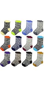 Toddler Kids Boys Girls Fashion Cotton Socks Soft Crew Socks for 2-8 Years Boys Girls -12 Pairs