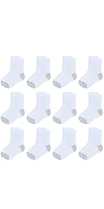 Boys Crew Socks 6/12 Pairs Cotton Athletic Socks for Toddlers Boys Girls