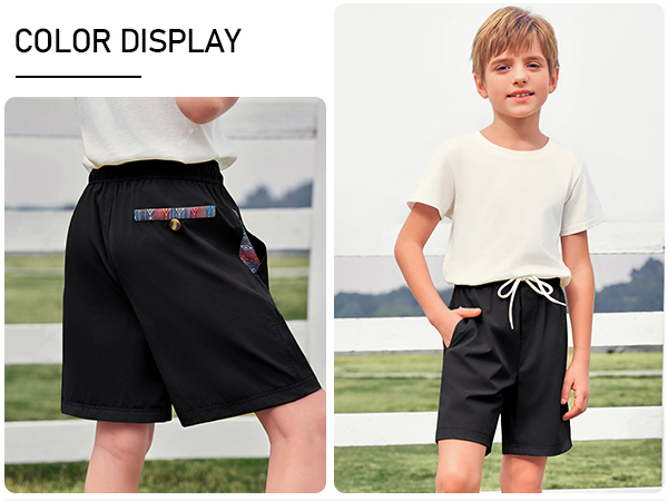 Boys Casual Drawstring Summer Beach Stretch Twill Golf Shorts With Patterned Pockets 5-14 Years