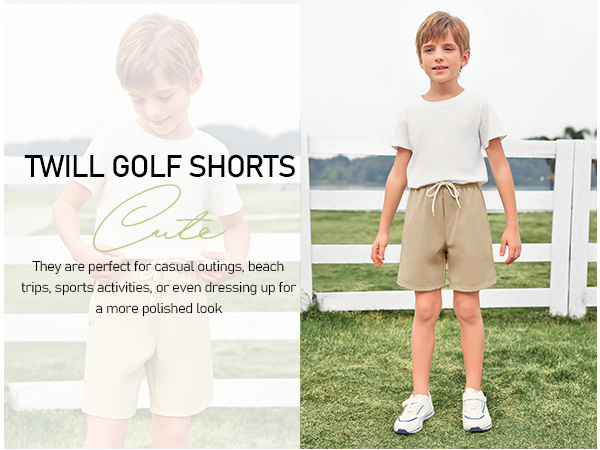 Boys Casual Drawstring Summer Beach Stretch Twill Golf Shorts With Patterned Pockets 5-14 Years