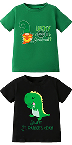 Toddler Kids Dino Shamrock Clover Unisex St Patricks Day Shirt