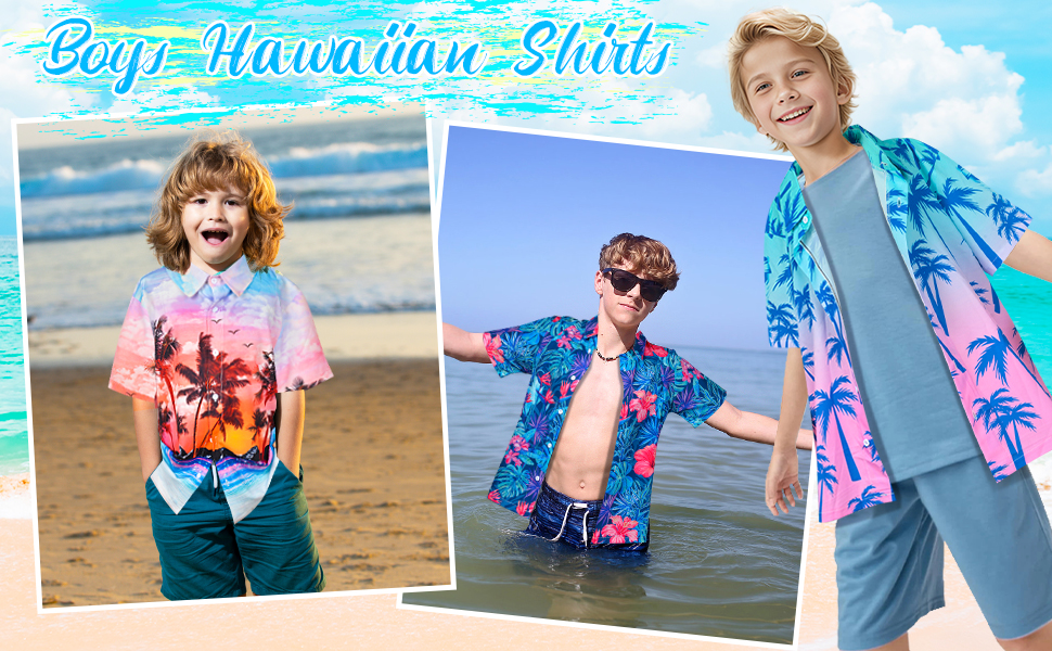 Boy''s Button Down Hawaiian Shirts 