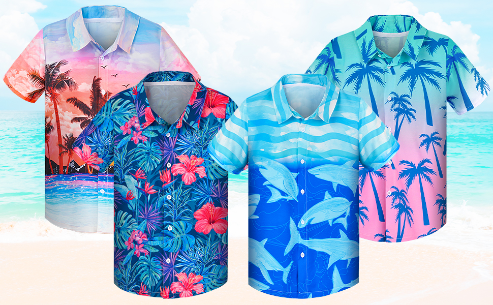 Boy''s Button Down Hawaiian Shirts 