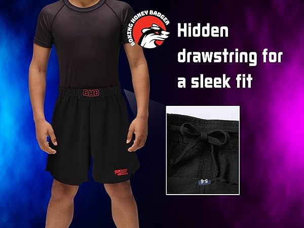 safe drawstring BJJ shorts kids