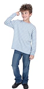 State Cashmere Kids Striped Round Neck Long Sleeve Cotton Cashmere Sweatshirt