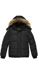 wantdo kid boy&#39;s winter puffer coat with furry hood