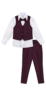 Lilax Boys Formal 4 Piece Dress Shirt, Pants and Tie and Vest Suit Set