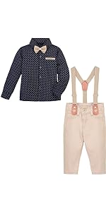   Lilax Boy Gentleman Outfit Tuxedo Dress Shirt Suspender Pant Se