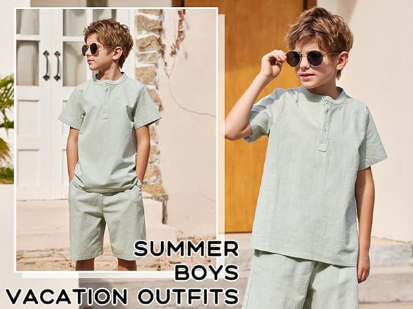 Boys Cotton Linen 2 Pieces Outfits