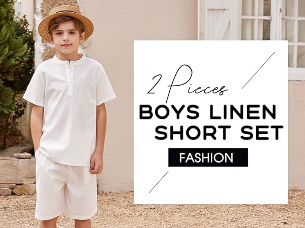 Boys Cotton Linen 2 Pieces Outfits