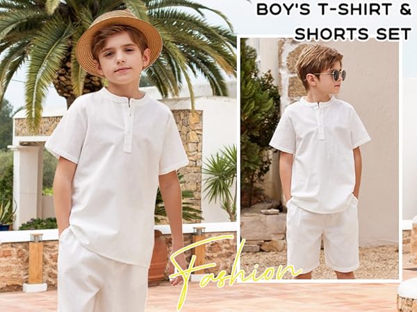 Boys Cotton Linen 2 Pieces Outfits