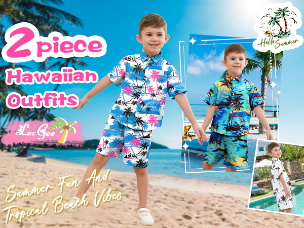 size 10-12 boys'' short sets hawaiian shirt for boys