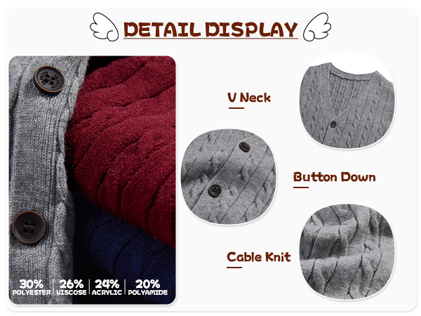 Boys Sweater Vest Cable Knit Button Down V Neck Sleeveless Cardigan Kids School Uniform Winter Tops