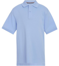 light blue polo on white background