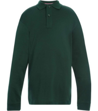 green long sleeve polo on white background