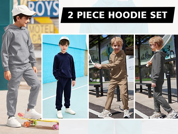 Boys 2 Piece Sweatsuit Hoodies Sweatshirt and Pants Set