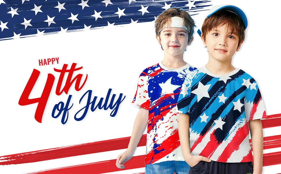 Boys American Flag T shirt for 4th of July Memorial Day