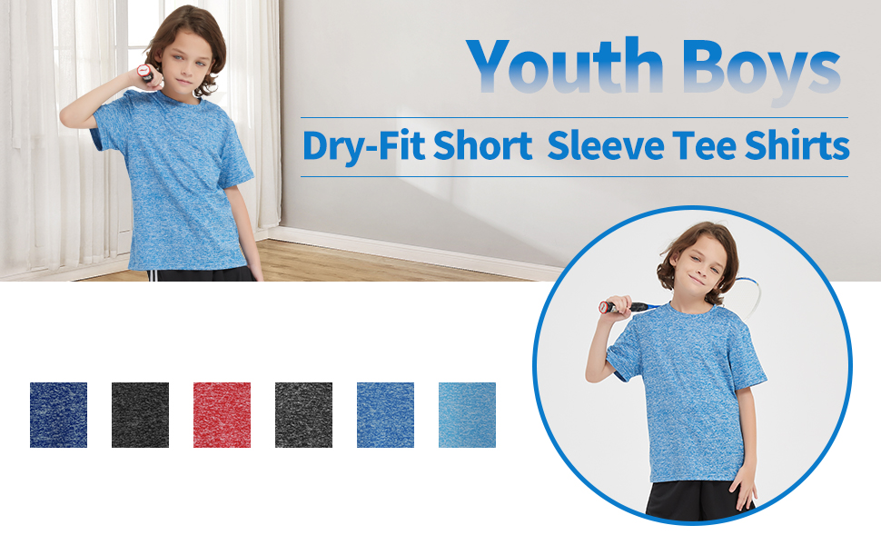 Youth Boys T Shirts Dry-Fit  Moisture Wicking Tee Shirts