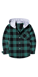 Boys Plaid Flannel Hooded Shirt