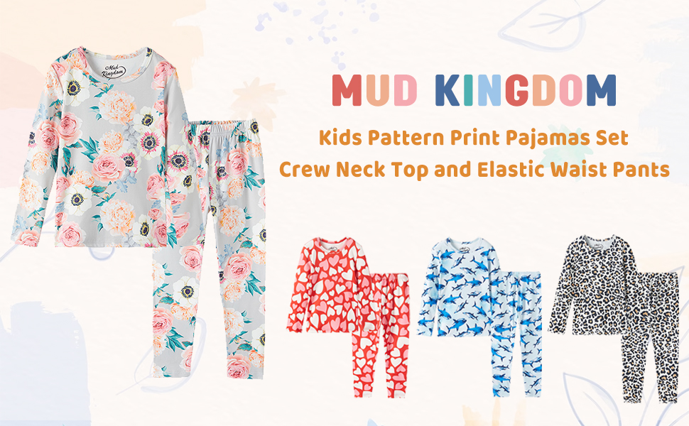 Mud Kingdom Kids Pattern Print Pajamas Set