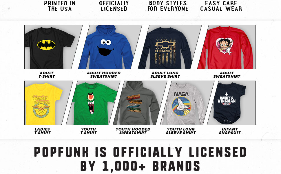 Popfunk Officially Licensed Pop Culture Apparel Tees T shirt Hoodie Sweatshirt Fashion Clothing