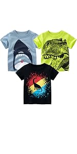 3-Pack Boys Dinosaur  Shark Shirts