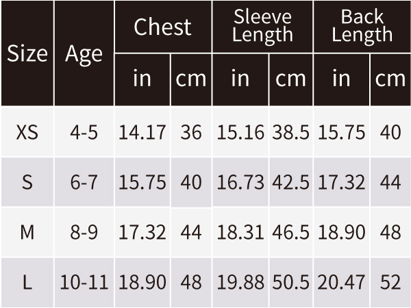 size chart