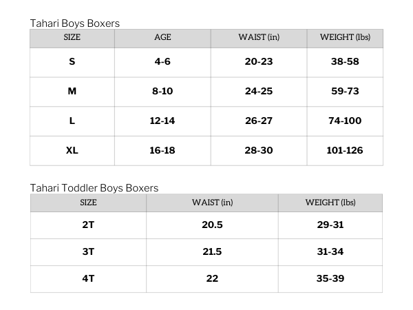 tahari boys size chart