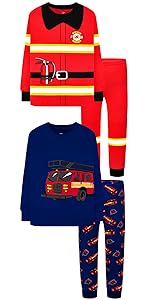 Boys Fireman Jammies, Kids Fireman Jammies, Toddler Jammies, Boys Jammies