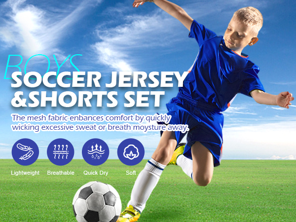 hiheart boys soccer jersey and shorts set with packable ball bag