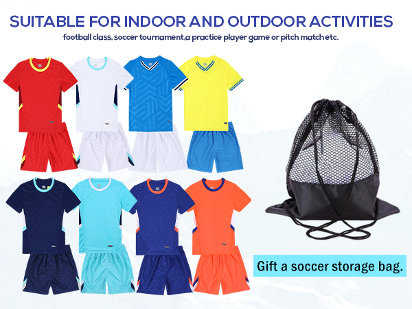 hiheart boys soccer jersey and shorts set with packable ball bag