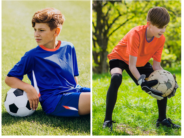 hiheart boys soccer jersey and shorts set with packable ball bag