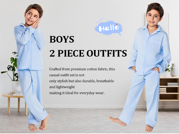 Boys Button Down Pajama Sets