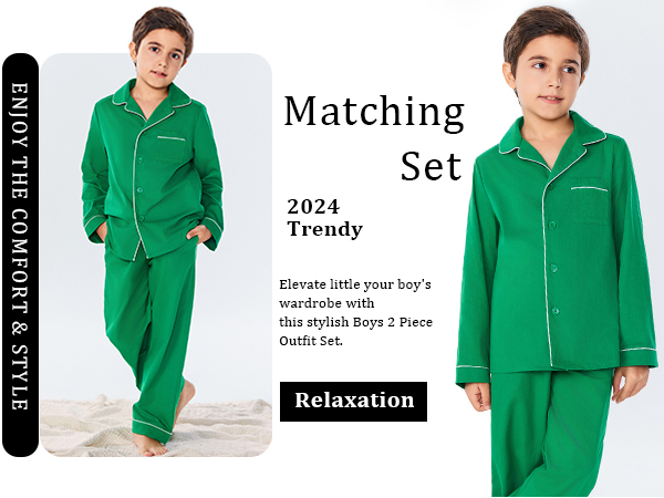 Boys Button Down Pajama Sets