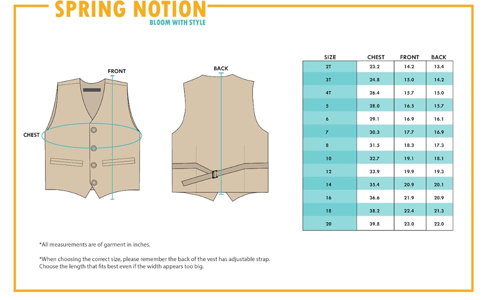 vest size chart