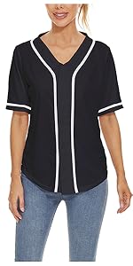 women baseball jersey black shirt botton down t shirt