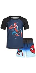 Marvel Boys'' Spider-Man Rash Guard Set