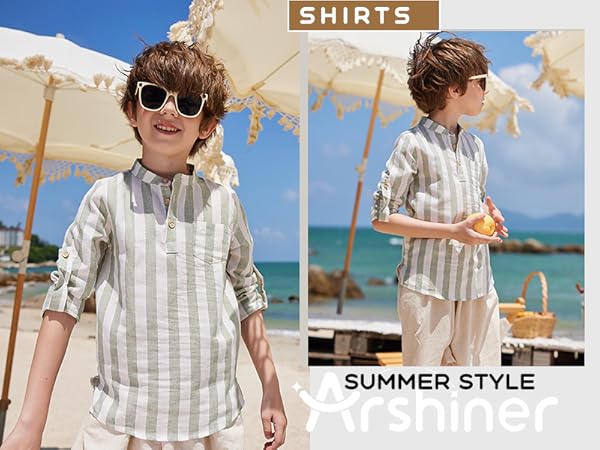 BOYS LINEN HENLEY SHIRTS