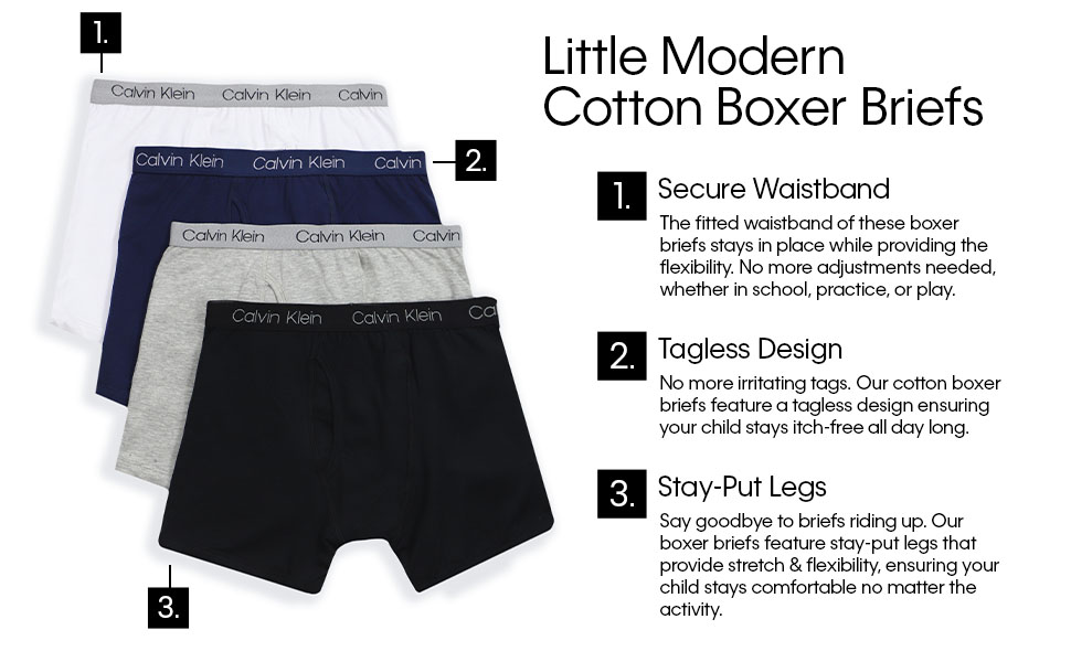 Underwear, Kid Boxer Brief, Boy, Calvin Klein, Comfort