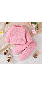 2pcs Baby Girl Outfit Girl Love Heart Pullover