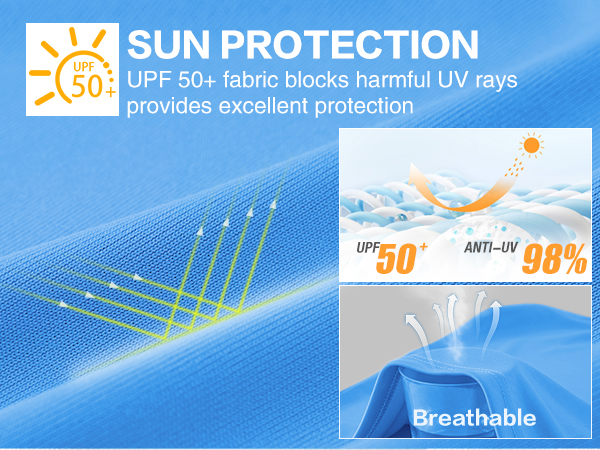 Feature: UPF 50+ sun protection, quick drying, breathable, lightweight