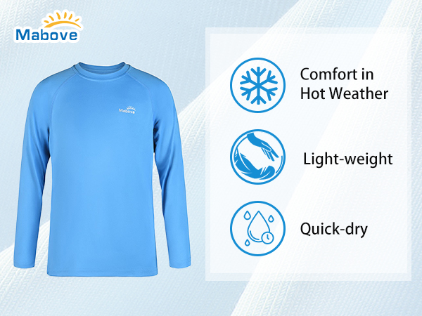 Feature: UPF 50+ sun protection, quick drying, breathable, lightweight