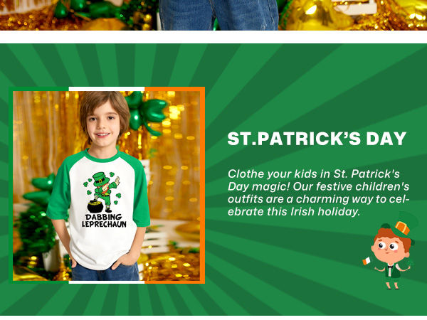 Unisex Kids'' St. Patrick''s Day Lucky Shamrock Raglan Sleeve T-Shirt Irish Clover Tee