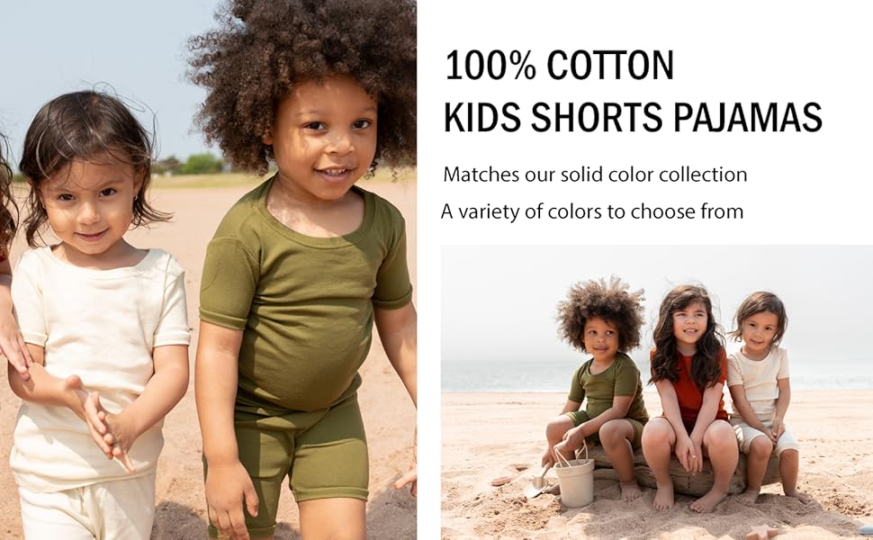 solid shorts pajamas, solid color pajamas, kids pajamas