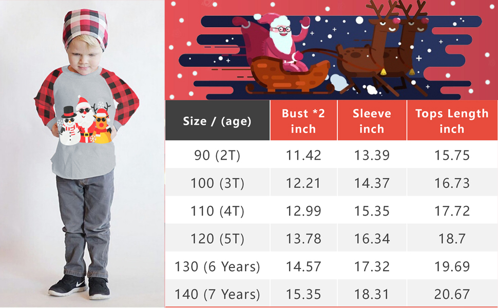 Toddler Xmas Sweatshirt Size Chart