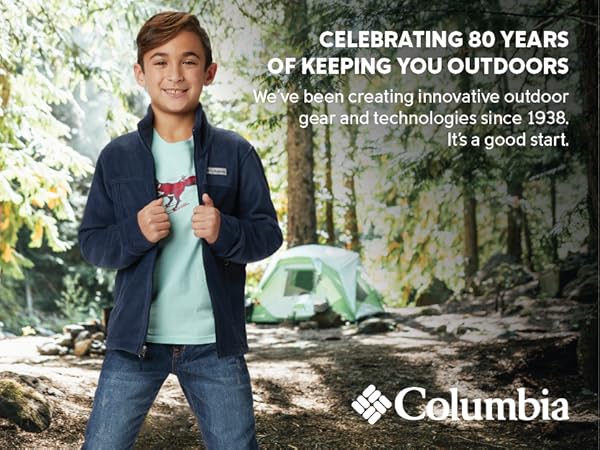 Celebrating 80 years of keeping you outside, since 1938, Coulmbia SPortswear