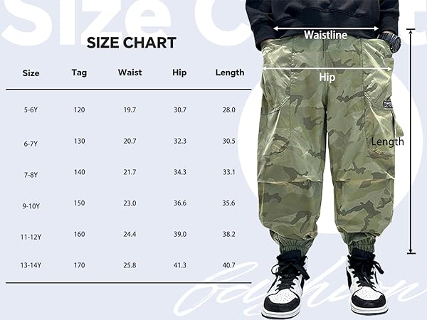 boys jogger pants size