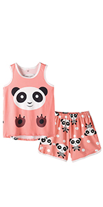 Girl Pajama panda comfy nighty set tank top summer girls pajamas with shorts cute panda print